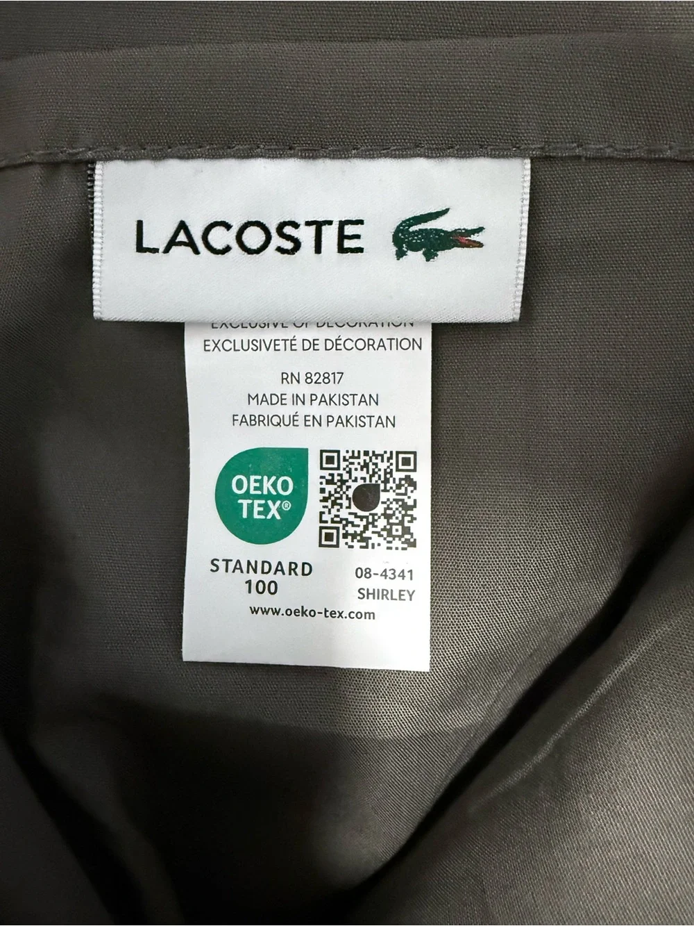 New Lacoste King‎ Flat Sheet 112x102 Inches Dark Gray